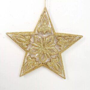 NEW Gold Glitter Cut Out Fleur de Lis Star Holiday Christmas Tree Ornament